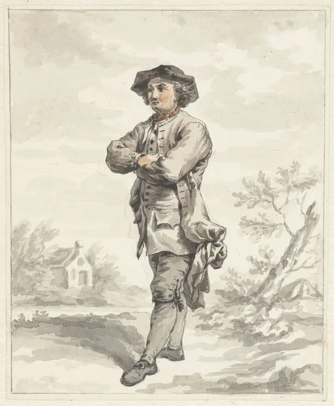 Staande man, de armen over elkaar geslagen, naar links Wall Art by Abraham van Strij (I) - High-Resolution Digital Print