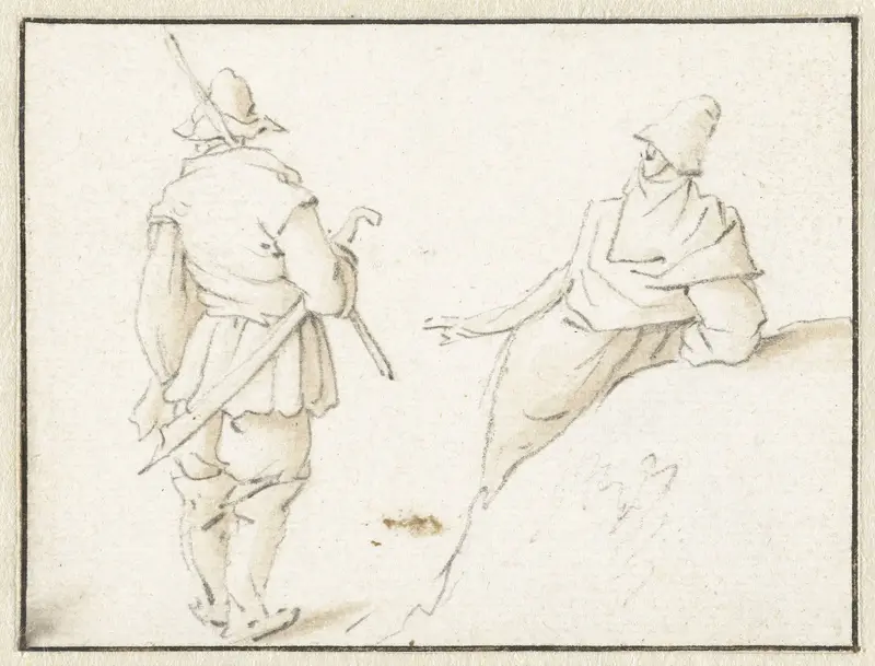 Staande man en een man leunend op een hoop Wall Art by Herman Saftleven - High-Resolution Digital Print