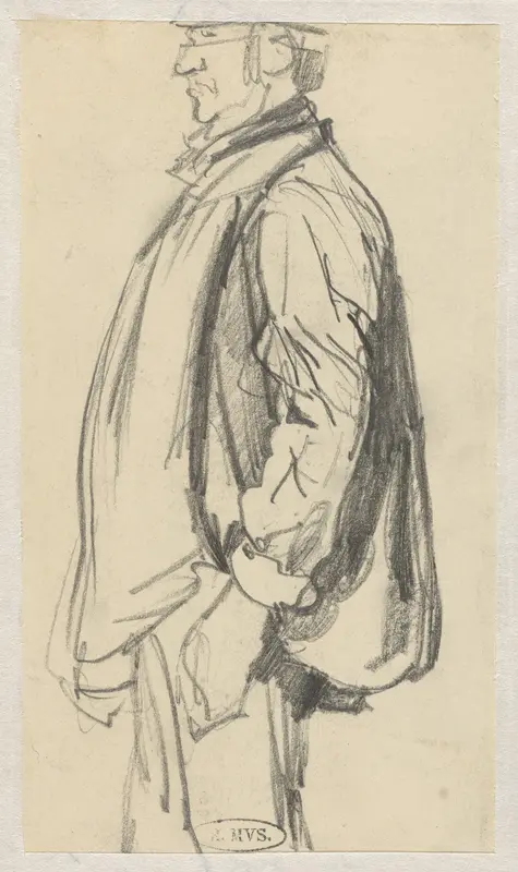 Staande man in een kiel, van opzij Wall Art by Guillaume Anne van der Brugghen - High-Resolution Digital Print