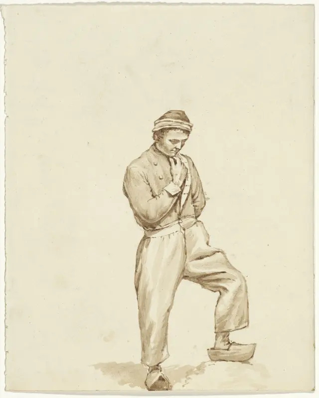 Staande man in gedachten verzonken Wall Art by Pieter van Loon - High-Resolution Digital Print