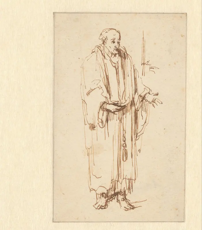 Staande man in lang gewaad Wall Art by Philips Koninck - High-Resolution Digital Print