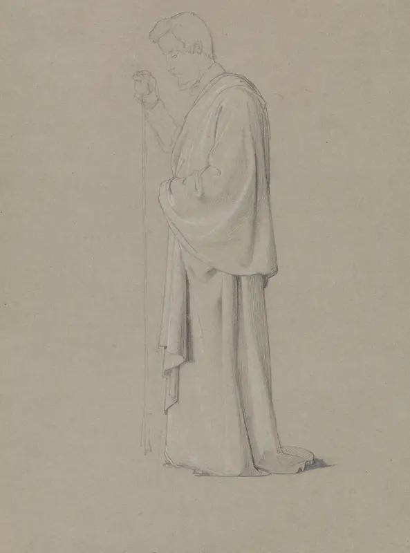 Staande man in mantel, naar links Wall Art by Johan Hendrik Koelman - High-Resolution Digital Print
