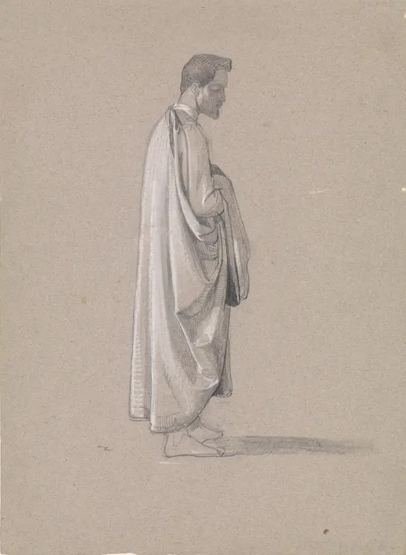 Staande man in mantel, naar rechts Wall Art by Johan Hendrik Koelman - High-Resolution Digital Print