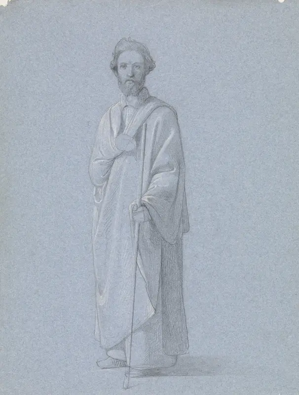 Staande man in mantel, van voren gezien Wall Art by Johan Hendrik Koelman - High-Resolution Digital Print