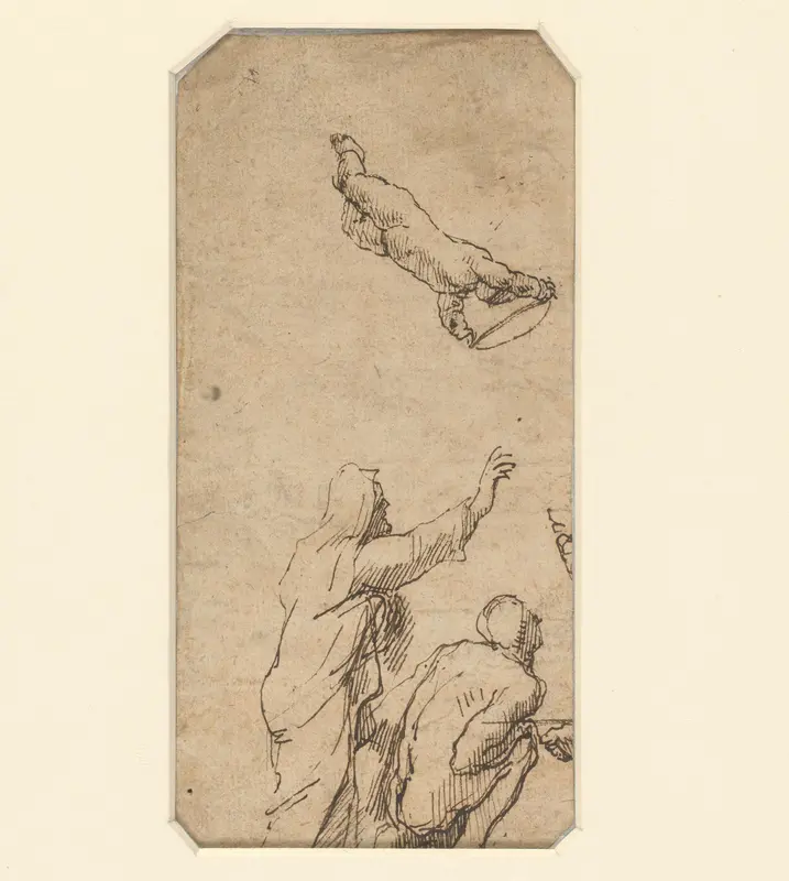 Staande man, knielende man en een engel Wall Art by Domenico Gargiulo - High-Resolution Digital Print
