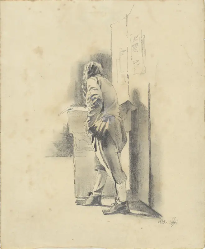 Staande man, leunend Wall Art by Pieter van Loon - High-Resolution Digital Print