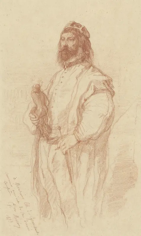 Staande man met beeldje Wall Art by Gustave François Morin - High-Resolution Digital Print
