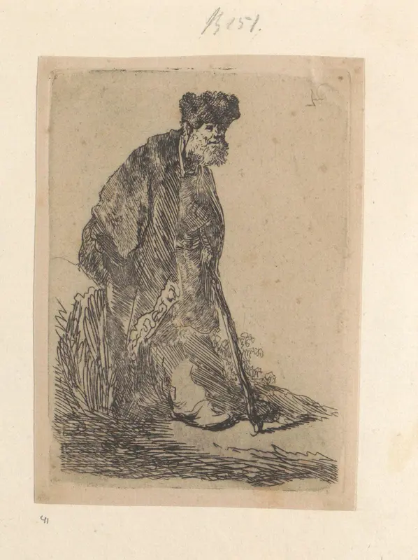 Staande man met een lange mantel en bontmuts Wall Art by Henry Louis Basan - High-Resolution Digital Print