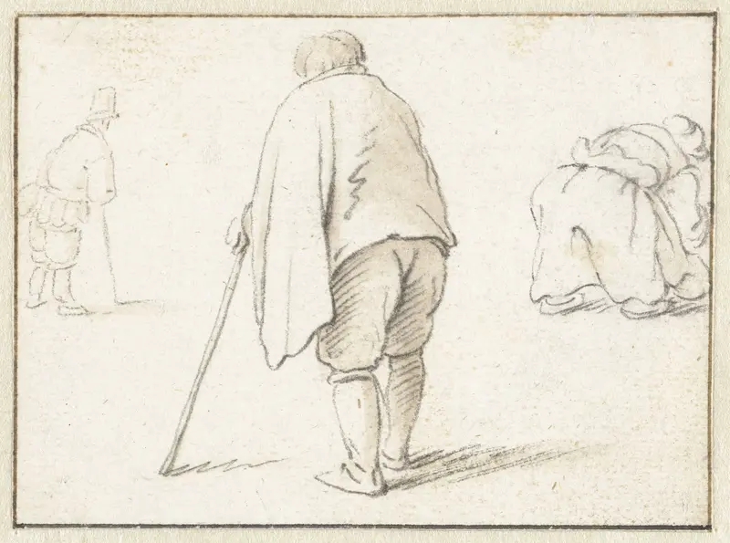 Staande man met een stok Wall Art by Herman Saftleven - High-Resolution Digital Print