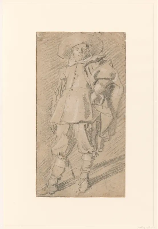 Staande man met hand in de zij Wall Art by Unknown - High-Resolution Digital Print