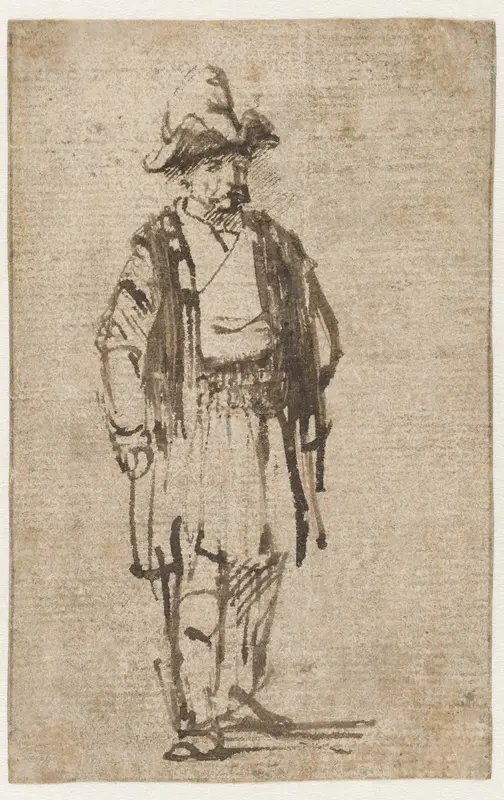 Staande man met hoed en korte jas Wall Art by Unknown - High-Resolution Digital Print