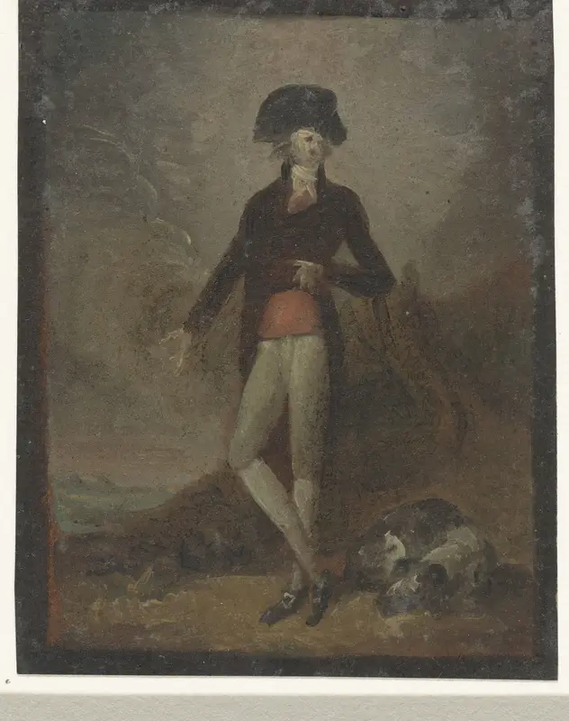 Staande man met hond aan zijn voeten Wall Art by anonymous - High-Resolution Digital Print