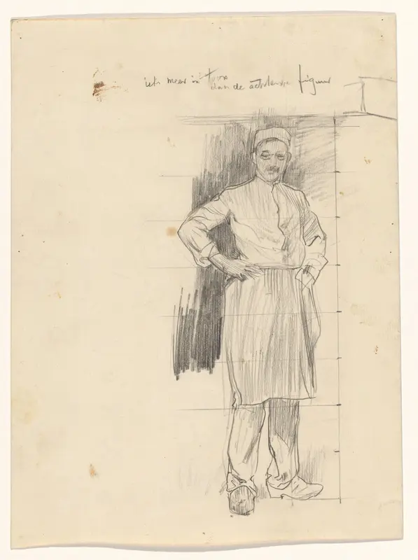 Staande man met schort en lorgnet Wall Art by Nicolaas van der Waay - High-Resolution Digital Print
