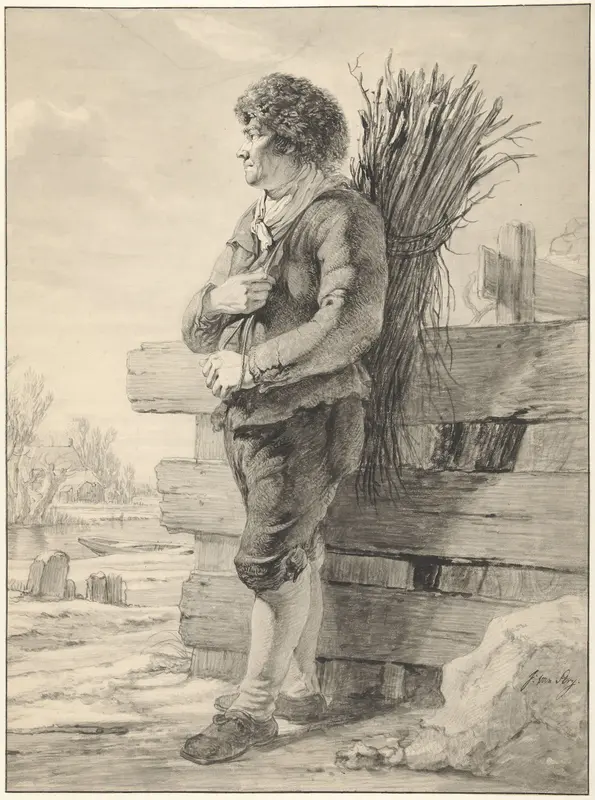Staande man met takkenbos op de rug Wall Art by Jacob van Strij - High-Resolution Digital Print