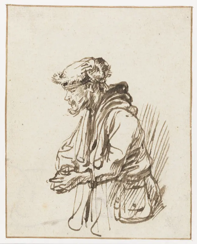Staande man met tas van opzij Wall Art by Unknown - High-Resolution Digital Print