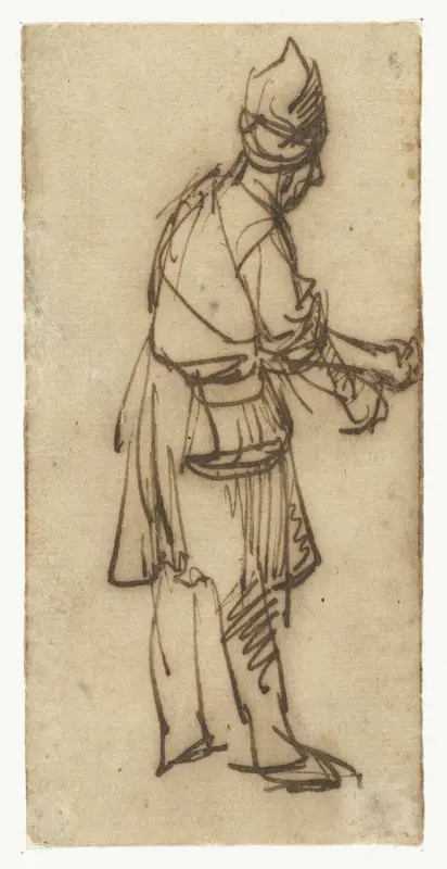 Staande man met uitgestrekte arm Wall Art by Rembrandt van Rijn - High-Resolution Digital Print