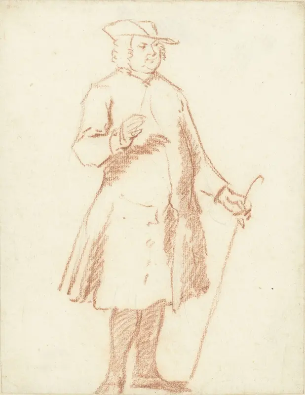 Staande man met wandelstok in de linkerhand Wall Art by Cornelis Troost - High-Resolution Digital Print