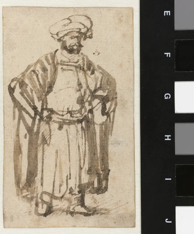 Staande man, met zijn handen in de zij Wall Art by Unknown - High-Resolution Digital Print