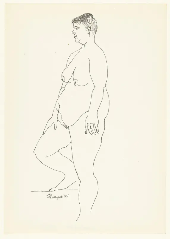 Staande naakte vrouw met kort haar Wall Art by Unknown - High-Resolution Digital Print