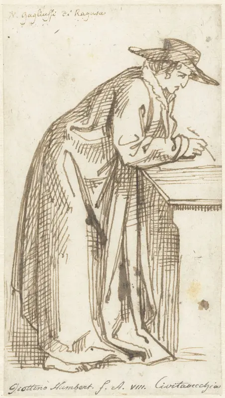 Staande, schrijvende man Wall Art by David Pièrre Giottino Humbert de Superville - High-Resolution Digital Print