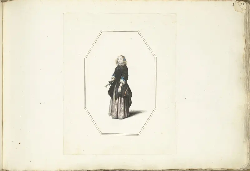 Staande vrouw, in achthoekige omlijsting Wall Art by Gesina ter Borch - High-Resolution Digital Print