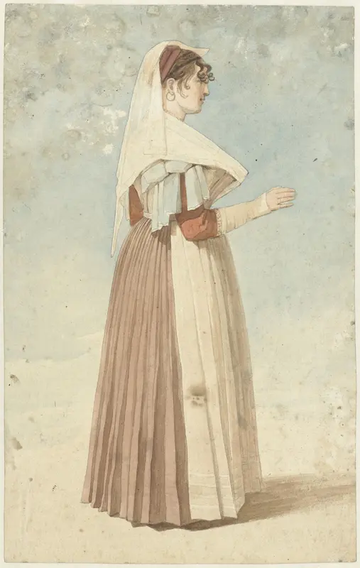 Staande vrouw in Italiaanse klederdracht, naar rechts Wall Art by Abraham Teerlink - High-Resolution Digital Print