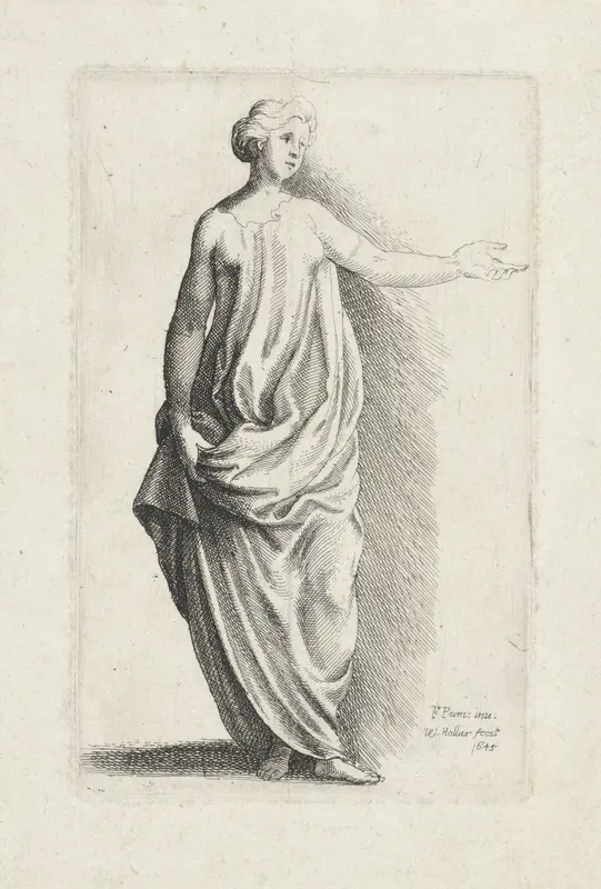 Staande vrouw in klassiek gewaad Wall Art by Unknown - High-Resolution Digital Print