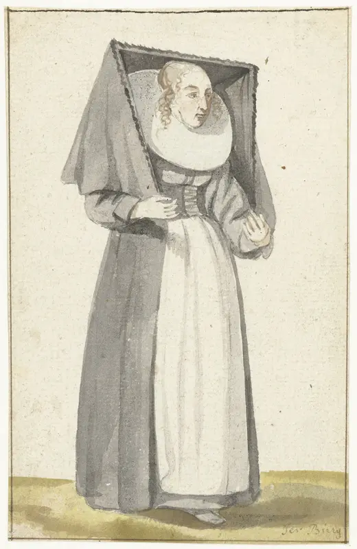 Staande vrouw in Münsterse kleding Wall Art by Unknown - High-Resolution Digital Print