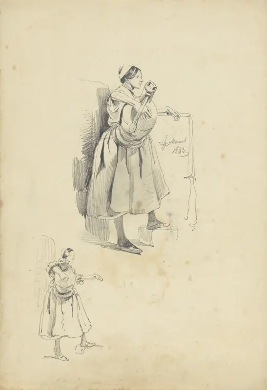 Staande vrouw met een grote kruik Wall Art by Pieter van Loon - High-Resolution Digital Print