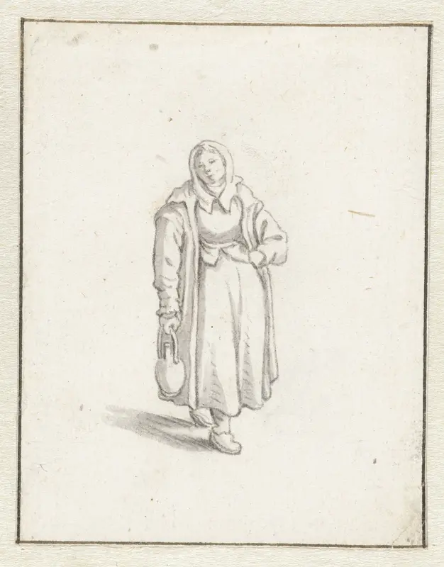 Staande vrouw met een kruik Wall Art by Herman Saftleven - High-Resolution Digital Print