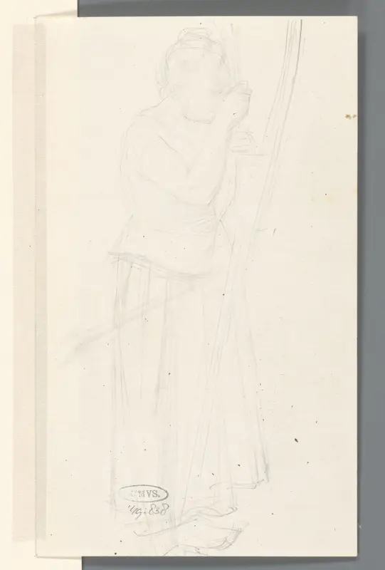 Staande vrouw met gebruiksvoorwerp in de hand Wall Art by August Allebé - High-Resolution Digital Print