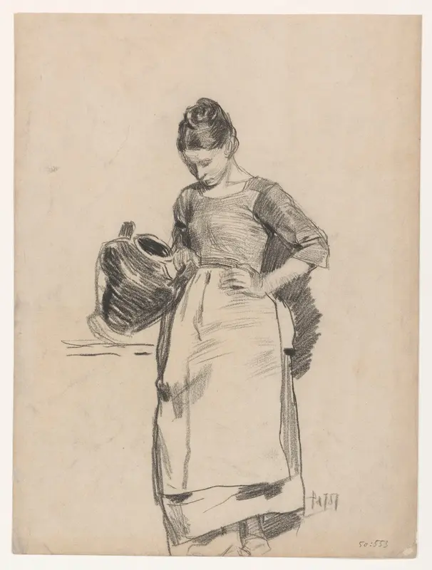 Staande vrouw met kruik Wall Art by Pieter de Josselin de Jong - High-Resolution Digital Print