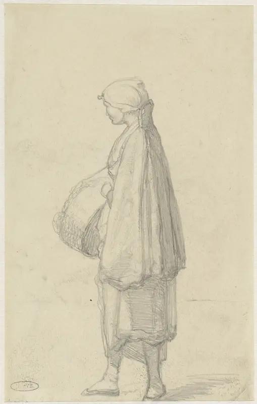 Staande vrouw met mand Wall Art by Willem Maris - High-Resolution Digital Print