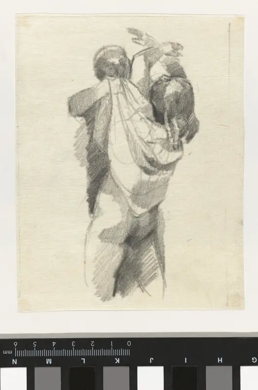 Staande vrouw met opgeheven armen, en staande man die haar jurk over haar hoofd trekt Wall Art by Gooitzen de Jong - High-Resolution Digital Print