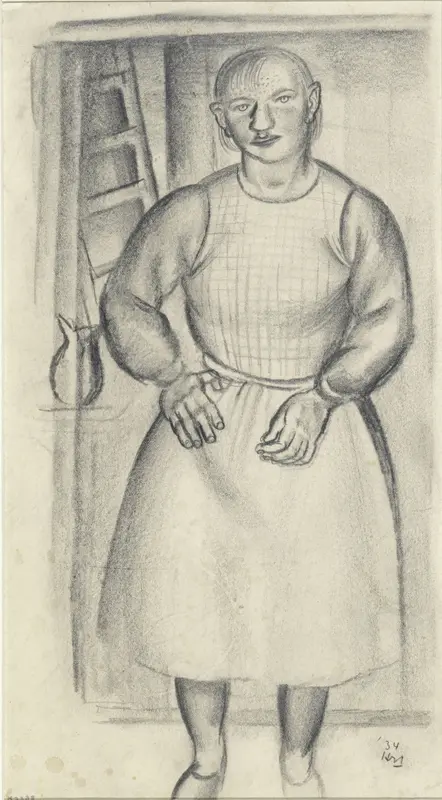 Staande vrouw met schort Wall Art by Unknown - High-Resolution Digital Print