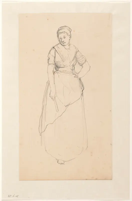 Staande vrouw met schort Wall Art by Hendrik Valkenburg - High-Resolution Digital Print
