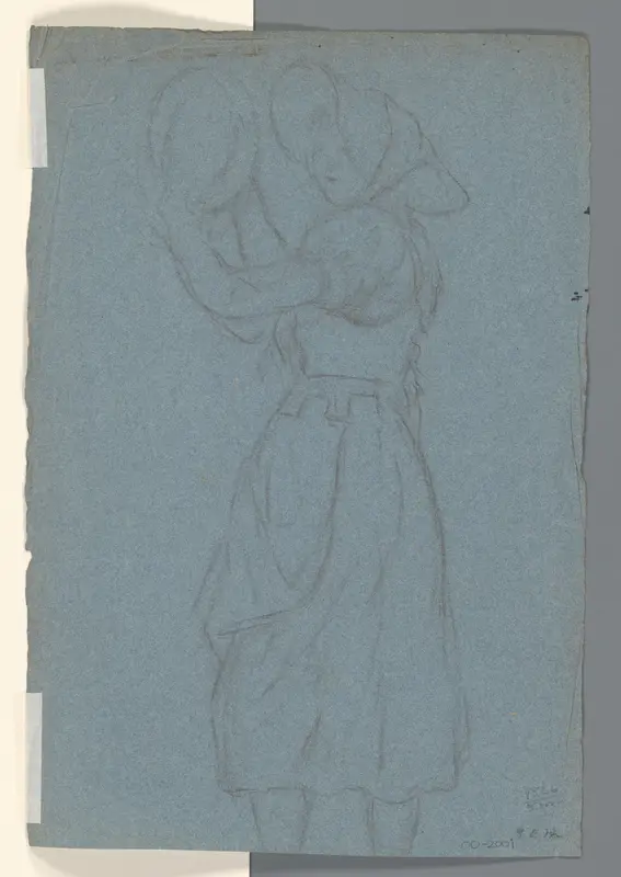 Staande vrouw (met tamboerijn?) Wall Art by anonymous - High-Resolution Digital Print