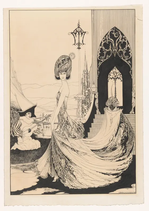 Staande vrouw met tulband op haar hoofd Wall Art by Unknown - High-Resolution Digital Print