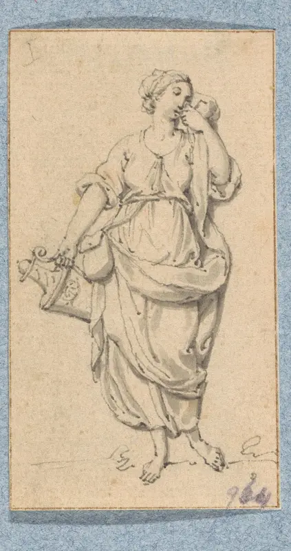 Staande vrouw met vaas (in doos met 43 tekeningen) Wall Art by Louis Fabritius Dubourg - High-Resolution Digital Print
