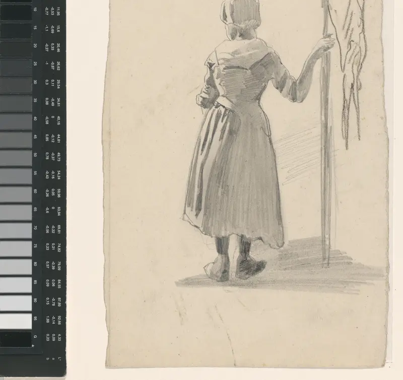 Staande vrouw met vlag Wall Art by Jan Bedijs Tom - High-Resolution Digital Print