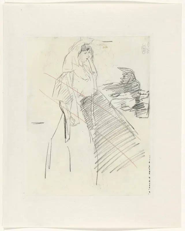 Staande vrouw, naar rechts (doorgestreept) Wall Art by Isaac Israels - High-Resolution Digital Print