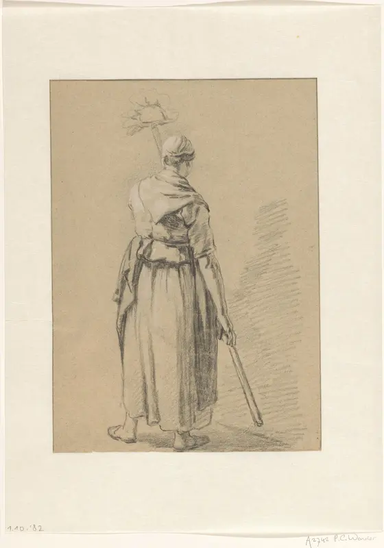 Staande vrouw op de rug gezien, met ragebol in de handen Wall Art by Pieter Christoffel Wonder - High-Resolution Digital Print