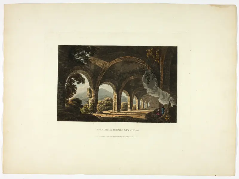 Stables of Meccena's Villa, plate eleven from the Ruins of Rome Wall Art by M. Dubourg - High-Resolution Digital Print