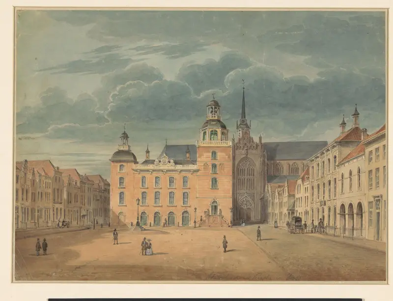 Stadhuis en kerk te Goes (Zeeland) Wall Art by Unknown - High-Resolution Digital Print