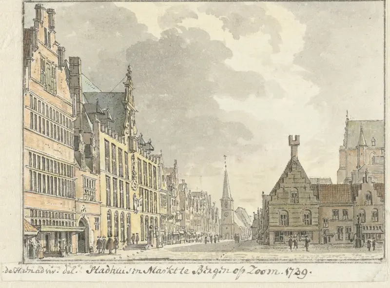 Stadhuis en Markt te Bergen op Zoom Wall Art by Abraham de Haen (II) - High-Resolution Digital Print