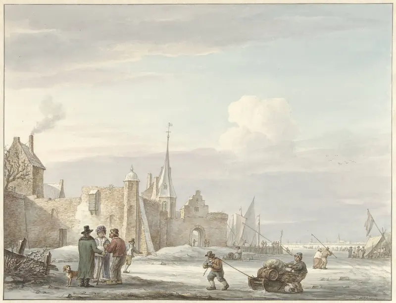 Stadsgezicht in de winter Wall Art by Unknown - High-Resolution Digital Print