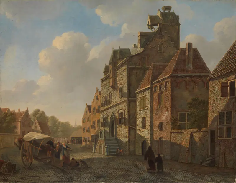 Stadsgezicht in Dordrecht Wall Art by Johannes Christiaan Schotel - High-Resolution Digital Print
