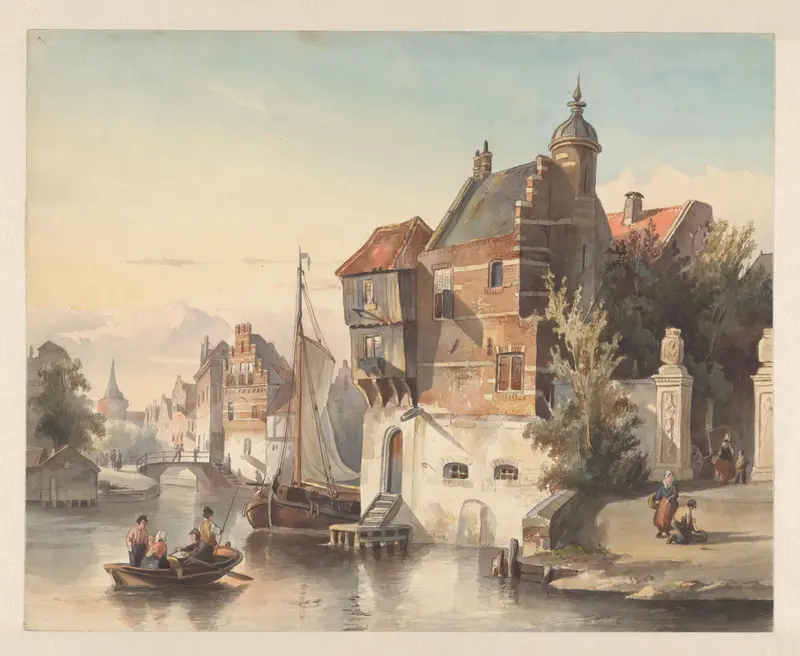 Stadsgezicht met gracht Wall Art by Unknown - High-Resolution Digital Print