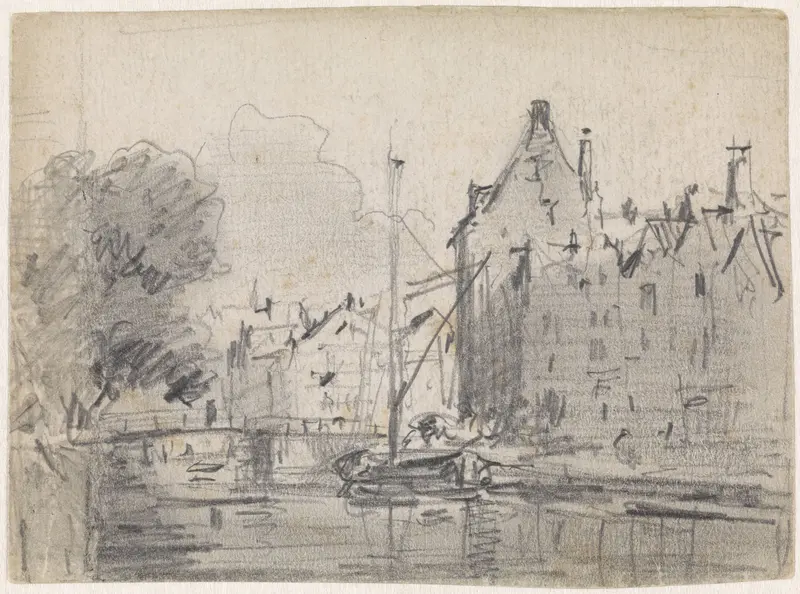 Stadsgezicht met gracht Wall Art by Adrianus Eversen - High-Resolution Digital Print