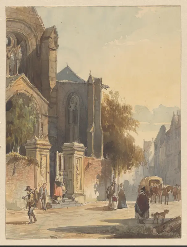 Stadsgezicht met kerkgebouw Wall Art by Unknown - High-Resolution Digital Print